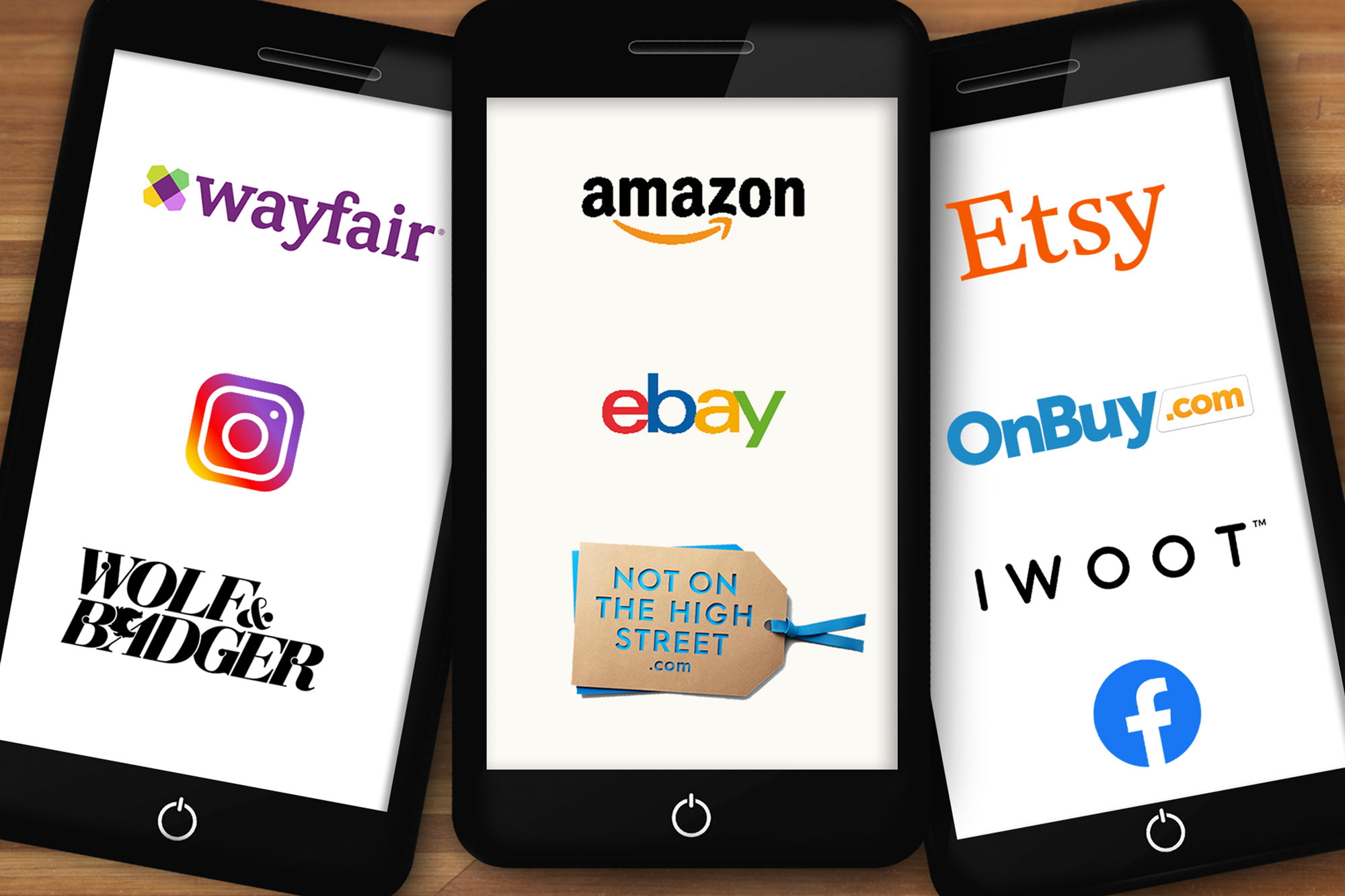 Online shopping platforms on mobile phones